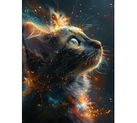 5D Diamond Painting Kit Gato, Pintura Diamante Adultos Cielo Estrellado, Diamond Art Punto de Cruz Cristal, DIY Pintura Diamante Kit, Manualidades Adultos Completo, Decoración Hogar, 80x110cm 9-7699