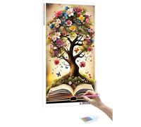 5D Diamond Painting Kit Libro de magia flores, DIY Diamond Art Pintar Adultos, Punto de Cruz Diamante Kit Completo para Niños, Diamond dots, para Decor de Pared del Hogar Manualidades 50x100cm D-854