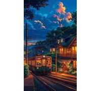5D Diamond Painting Kit,Loft con vista nocturna Diamond Painting Kit Completo para Adultos,DIY Round Drill Cristal Pintura de Diamantes Bordado Punto de Cruz Kit para Decoración Hogar 100x210cm