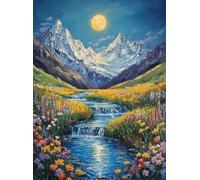 5D Diamond Painting Kit Luna Diamond Painting Kit Completo Río Pintura de Diamante Manualidades Adultos, DIY Diamante Cristal Punto de Cruz Para Cuadros Decoracion Salon Modernos Pared 40x50 cm Q4-997