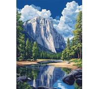 5D Diamond Painting Kit Montañas Diamond Painting Kit Completo Río Pintura de Diamante Manualidades Adultos, DIY Diamante Punto de Cruz Para Cuadros Decoracion Salon Modernos Pared 20x30 cm Q4-985