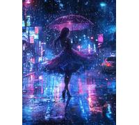 5D Diamond Painting Kit, Mujeres En DíAs Lluviosos DIY Redondo Diamante del Mosaico Bordado Arte, Aplicable Para Adultos y Niños, Casa Dormitorio Oficina Decoración Regalos Femeninos 100x200cm P7CL842