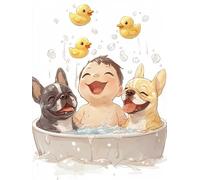 5D Diamond Painting Kit, MuñEca De Perro Pato DIY Redondo Diamante del Mosaico Bordado Arte, Aplicable Para Adultos y Niños, Casa Dormitorio Oficina Decoración Regalos Femeninos 90x180cm P7CL-798