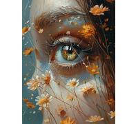 5D Diamond Painting Kit Ojo, Pintura Diamante Adultos Flor, Diamond Art Punto de Cruz Cristal, DIY Pintura Diamante Kit, Manualidades Adultos Completo, Decoración del Hogar, Regalo, 90x120cm 6-9727