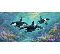 5D Diamond Painting Kit Orca DIY Manualidades Adultos Pintura de Diamante Corallo Cuadro de Diamantes Diamond Painting Niños Punto Cruz Art Accesorios, Decoracion Pared Del Hogar 40x80cm Hz-315