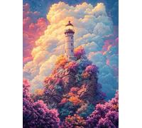 5D Diamond Painting Kit, Paisaje Del Faro DIY Redondo Diamante del Mosaico Bordado Arte, Aplicable Para Adultos y Niños, Casa Dormitorio Oficina Decoración Regalos Femeninos 40x80cm P7CL-80