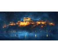 5D Diamond Painting Kit Paisaje, DIY Manualidades Adultos Pintura de Diamante Arquitectura, Cuadro Diamantes Diamond Painting Niños Punto Cruz Art Accesorios, Decoración Pared Del Hogar 35x70cm X-579