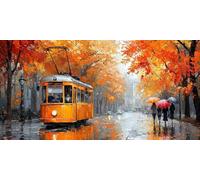 5D Diamond Painting Kit para Adultos y Niños, DIY Pintura Diamante Completa, Taladro Redondo, Arte para Hogar, Regalo Relajante, Autobús en días lluviosos Kit Manualidades Rhinestone 30x60cm F486