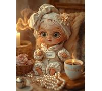 5D Diamond Painting Kit, Pearl Girl DIY Redondo Diamante del Mosaico Bordado Arte, Aplicable Para Principiantes Adultos y Niños, Casa Dormitorio Oficina Decoración Regalos Femeninos 80x160cm P7CL-858