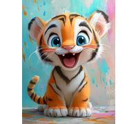 5D Diamond Painting Kit, Pigmento De Tigre DIY Redondo Diamante del Mosaico Bordado Arte, Aplicable Para Adultos y Niños, Casa Dormitorio Oficina Decoración Regalos Femeninos 30x60cm P7CL-314