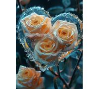 5D Diamond Painting Kit Rosa, Pintura Diamante Adultos Flor, Diamond Art Punto de Cruz Cristal, DIY Pintura Diamante Kit, Manualidades Adultos Completo, Decoración del Hogar, Regalo, 60x85cm 5-1076