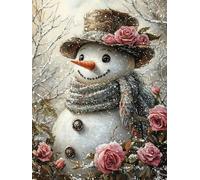 5D Diamond Painting Kit, Rosa Rosa MuñEco De Nieve DIY Redondo Diamante del Mosaico Bordado Arte, Aplicable Para Adultos y Niños, Casa Dormitorio Oficina Decoración Regalos Femeninos 50x100cm P7CL-126