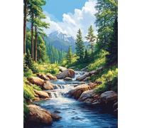 5D Diamond Painting Kit Selva Diamond Painting Kit Completo Río Pintura de Diamante Manualidades Adultos, DIY Diamante Punto de Cruz Para Cuadros Decoracion Salon Modernos Pared 80x100 cm Q4-977
