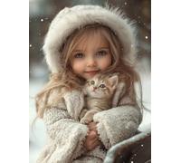 5D Diamond Painting Kit, Snow Sky Girl DIY Redondo Diamante del Mosaico Bordado Arte, Aplicable Para Adultos y Niños, Casa Dormitorio Oficina Decoración Regalos Femeninos 70x140cm P7CL-795