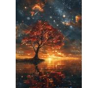 5D Diamond Painting Kit Sunset, Pintura Diamante Adultos Cielo Estrellado, Diamond Art Punto de Cruz Cristal, DIY Pintura Diamante Kit, Manualidades Adultos Completo, Decoración Hogar, 80x110cm 9-1739