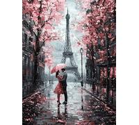 5D Diamond Painting Kit, Torre Eiffel En DíAs Lluviosos DIY Redondo Diamante del Mosaico Bordado Arte, Aplicable Para Adultos y Niños, Casa Dormitorio Decoración Regalos Femeninos 90x180cm P7CL-840