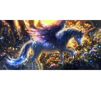 5D Diamond Painting Kit Unicornio DIY Manualidades Adultos Pintura de Diamante FantasíA Cuadro de Diamantes Diamond Painting Niños Punto Cruz Art Accesorios, Decoración Pared Del Hogar 30x60cm sH-137