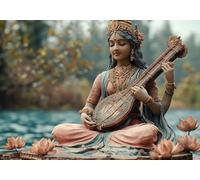 5D Diamond Painting La Diosa Saraswati, Kit Completo de Pintura Diamante 5D Hermoso, Diamond Art Kit DIY Punto de Cruz Cristal Cuadro de Diamantes para Adultos principiante, Decoración 40x50cm T0U-861