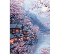 5D Diamond Painting Lago Diamond Painting Adultos Arquitectura Japonesa Dibujos Con Diamantes Manualidades Adultos DIY Full Cuadrado Punto de Cruz Kit Completo para Decoración Hogar 50x80cm G-L548