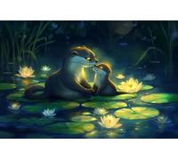 5D Diamond Painting Lago Diamond Painting Kit Animal DIY Pintura Diamante Punto de Cruz, Pintura de Diamante Art Manualidades Niña Dibujo con Diamantes, para Decoración Hogar Oficinas 50x100cm Q-256
