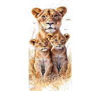 5D Diamond Painting León Diamond Painting Kit Completo, Animal Pintura de Diamante XXL Kit Punto de Cruz, DIY Bordado Cuadros de Diamantes, Decoración de Pared para el Hogar 100x200 cm/40x79 Inch