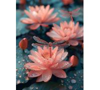 5D Diamond Painting LibéLula Diamond Painting Adultos Flor Cuadro Diamantes Manualidades Adultos Punto De Cruz Kit Completo DIY Full Drill Cuadrado Diamante Pintura Decoración Hogar 30x40cm 0-X5794