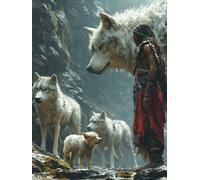 5D Diamond Painting Lobo, Diamond Painting Adultos Indios, DIY Manualidades Adultos Kit Punto de Cruz, Cuadro Diamantes Rhinestones Bordado Artesanías, para Decoración Hogar Regalo 40x50cm 3-2597