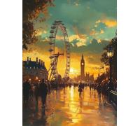 5D Diamond Painting Londres Diamond Painting Adultos Big Ben Dibujos con Diamantes Manualidades Adultos DIY Full Drill Round Punto de Cruz Kit Completo para Decoración Hogar, Regalo 30x40cm 4-AC45