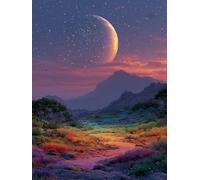 5D Diamond Painting Luna Diamond Painting Adultos Cielo Estrellado Cuadro Diamantes Manualidades Adultos Punto De Cruz Kit Completo DIY Cuadrado Diamante Pintura Decoración Hogar 30x40cm D-7377U