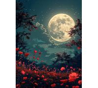5D Diamond Painting Luna, Diamond Painting Adultos Flor, DIY Manualidades Adultos, Cuadro Diamantes Punto de Cruz Mosaico Kits, Pintura de Diamante para Decoracion Hogar, Regalo Mujer 80X110cm N-2792