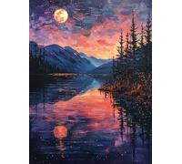 5D Diamond Painting Luna Diamond Painting Adultos Lago Cuadro Diamantes Manualidades Adultos Punto De Cruz Kit Completo DIY Full Cuadrado Diamante Pintura Decoración Hogar, Regalo 60x90cm A-C1470