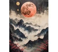 5D Diamond Painting Luna, Diamond Painting Adultos MontañA, DIY Manualidades Adultos, Cuadro Diamantes Punto de Cruz Mosaico Kits, Pintura de Diamante para Decoracion Hogar Regalo 100x130cm 3-9542