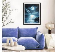 5D Diamond Painting Luna, Océano Diamond Painting Adultos, DIY Pintura Diamante Manualidades Adultos Cristal Punto de Cruz para la Decoración De Pared del Hogar, Regalos Para Mujeres 60x80cm s-4760