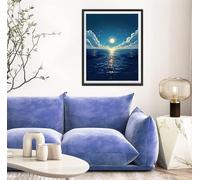 5D Diamond Painting Luna, Océano Diamond Painting Adultos, DIY Pintura Diamante Manualidades Adultos Cristal Punto de Cruz para la Decoración De Pared del Hogar, Regalos Para Mujeres 60x80cm s-10784