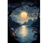 5D Diamond Painting Luna, Pintura Diamante Bosque Patrón Diseño DIY Diamond Painting Adultos Manualidades Completo Punto de Cruz Diamante Kit para Decoracion Hogar, Regalo Mujer 50x70 CM -bby2605NU