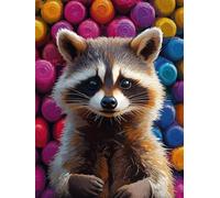 5D Diamond Painting Mapache Diamond Painting Adultos Animal Cuadro Diamantes Manualidades Adultos Punto De Cruz Kit Completo DIY Full Drill Cuadrado Diamante Pintura Decoración Hogar 40x60cm P-841AV
