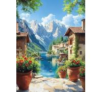 5D Diamond Painting MontañA, Diamond Painting Adultos RíO, DIY Manualidades Adultos Kit Punto de Cruz, Cuadro Diamantes Rhinestones Bordado Artesanías, para Decoración Hogar Regalo 40x50cm 9-5815