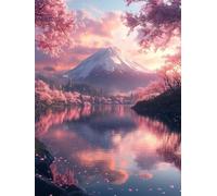 5D Diamond Painting Monte Fuji Diamond Painting Adultos Lago Cuadro Diamantes Manualidades Adultos Punto De Cruz Kit Completo DIY Full Drill Cuadrado Diamante Pintura Decoración Hogar 80x120cm 9-24017