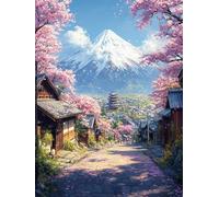 5D Diamond Painting Monte Fuji, Diamond Painting Kit Calle, Pintura Diamante Adultos Cuadro Diamantes Kit Bordado DIY Round Full Drill Embroidery Kit per Decorazioni Casa Pareti, 70x100cm A-S378W