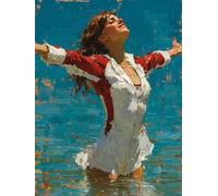 5D Diamond Painting Mujer Diamond Painting Adultos OcéAno Dibujos con Diamantes Manualidades Adultos Easy DIY Full Drill Round Completo Strass Punto De Cruz Kit para Decoración Hogar 80x120cm G-IQ21