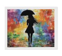 5D Diamond Painting, Mujer Paraguas Pintura de Diamante Adultos, DIY Cristal Diamante Painting, Kit de Arte de Mosaico, Ideal para Principiantes y Profesionales, Para Decor De Hogar 20x30cm T-1152
