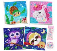 5d Diamond Painting Niños Kit Completo 4 Piezas Diy Animales Pintura Diamante Infantil Personalizado Art Dibujo Cuadros Diamantes Pintar Diamantes Manualidades Para Decoración De La Pared Del Hogar
