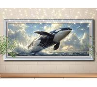 5D Diamond Painting Océano,Ballena,Kit de Pintura Diamante DIY para Adultos y Niños,Bordado de Diamantes Punto de Cruz,Cuadros de Diamantes Arte y Mosaico,Decoración de Pared Salón 70x140cm 58Y-3355