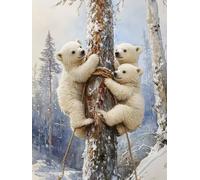 5D Diamond Painting Oso Polar Diamond Painting Adultos Nieve Manualidades Adultos Dibujos Con Diamantes DIY Strass Round Full Drill Punto de Cruz Kit Completo para Decoración Hogar, 40x60cm N-5139G