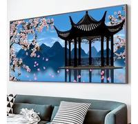 5D Diamond Painting pabellón Diamond Painting Adultos, Taladro Completo DIY flores cerezo Pintura de Diamante, kit de arte de Mosaico para Principiantes y Profesionales, Sala Decoración 60x120cm XJ-87