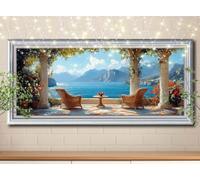5D Diamond Painting Paisaje,Costa,Kit de Pintura Diamante DIY para Adultos y Niños,Bordado de Diamantes Punto de Cruz,Cuadros de Diamantes Arte y Mosaico,Decoración de Pared Salón 100x250cm 59E-1335