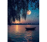 5D Diamond Painting Paisaje, Diamond Painting Adultos Noche DIY Manualidades Adultos, Dibujos con Diamantes, Kit Punto de Cruz Bordado Pintura Diamante para Decoración Hogar Regalo 90x120 cm yc-668