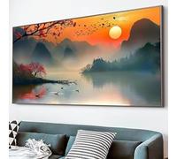 5D Diamond Painting paisaje Diamond Painting Adultos, Taladro Completo DIY Atardecer Pintura de Diamante, kit de arte de Mosaico para Principiantes y Profesionales Para Sala Decoración 100x220cm XJ-53