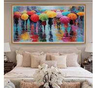 5D Diamond Painting Paraguas de Colores, Kits de Pintura de Diamante Multitud para Adultos 60x120cm, DIY Diamond Painting Adultos Grande Dibujos con Diamantes para Decoración del Hogar (RD516)