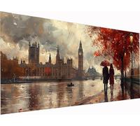 5D Diamond Painting Pareja, Grande Diamond Painting Adultos Londres, DIY Pintura Diamante Punto de Cruz Kits, Kit de Arte de Mosaico, Manualidades para Adultos, Decoracion Hogar Regalo 80x40cm D-1900